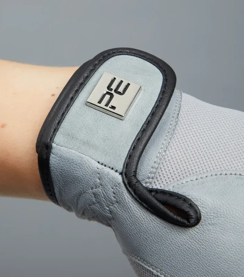 Premier Equine Bordoni Leather Mesh Riding Gloves in Grey-2