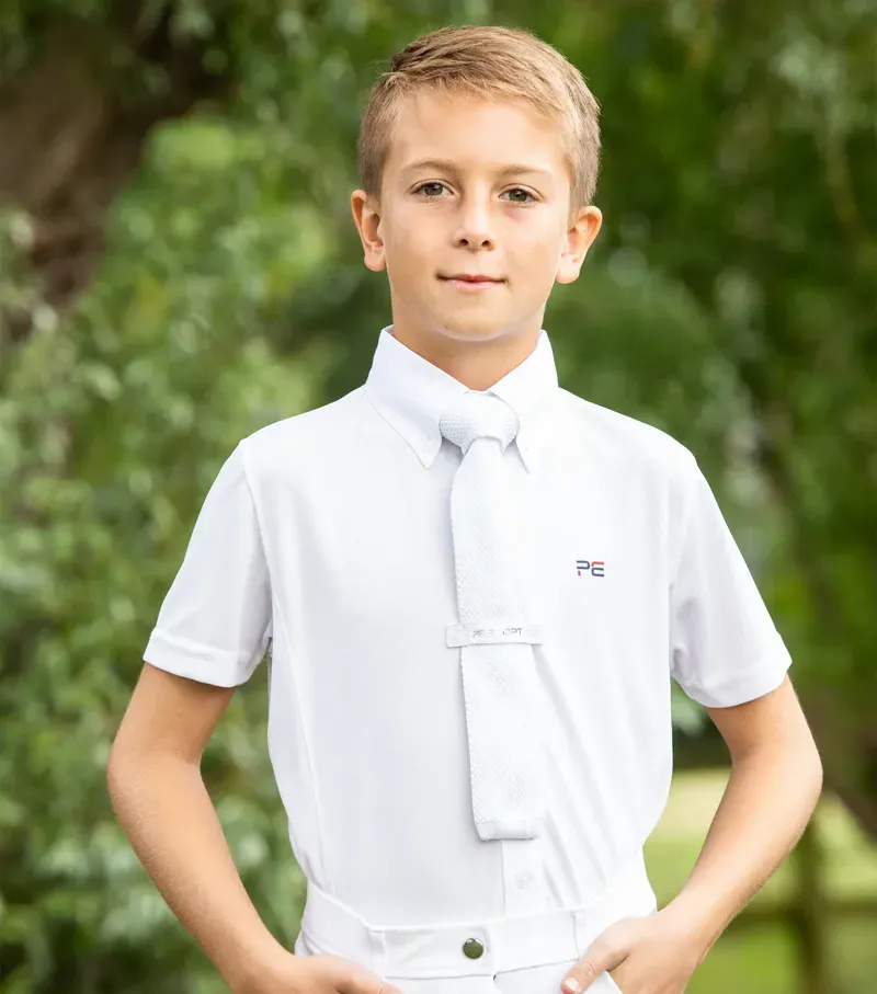 Premier Equine Boy's Mini Antonio Short Sleeve Show Shirt in White-1