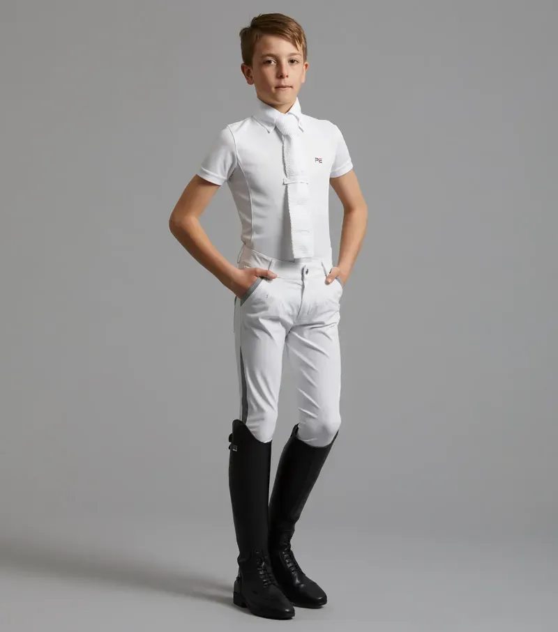 Premier Equine Boy's Mini Antonio Short Sleeve Show Shirt in White-5
