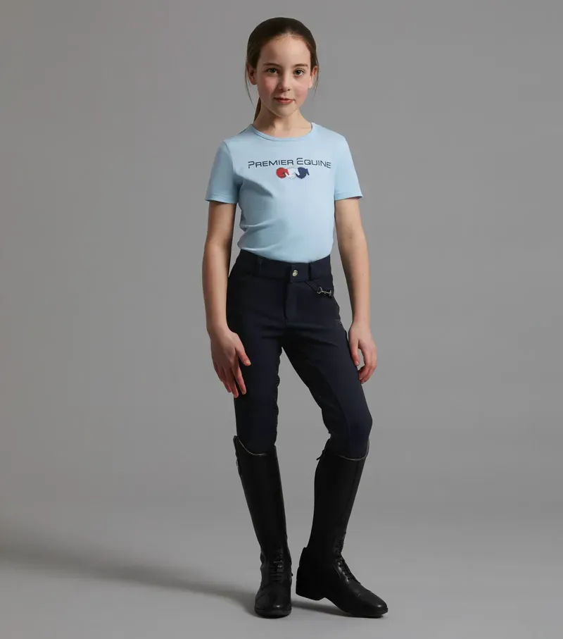 Premier Equine Girls Brava Full Seat Gel Riding Breeches in Navy
