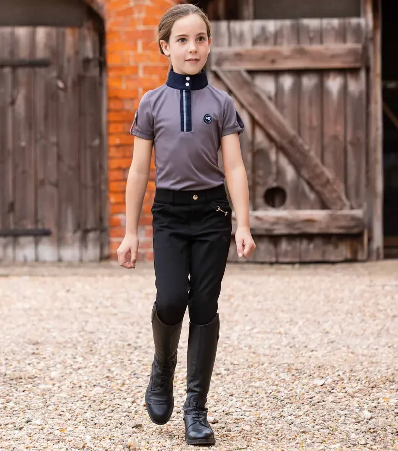 Premier Equine Girls Brava Full Seat Gel Riding Breeches in Black-1