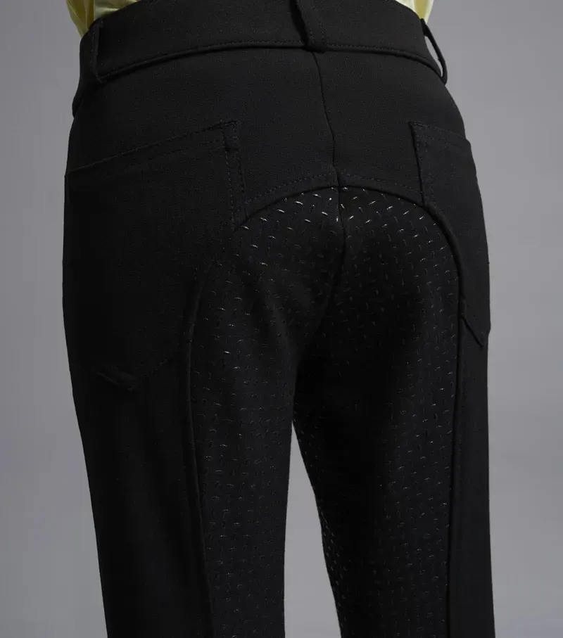 Premier Equine Girls Brava Full Seat Gel Riding Breeches in Black-2