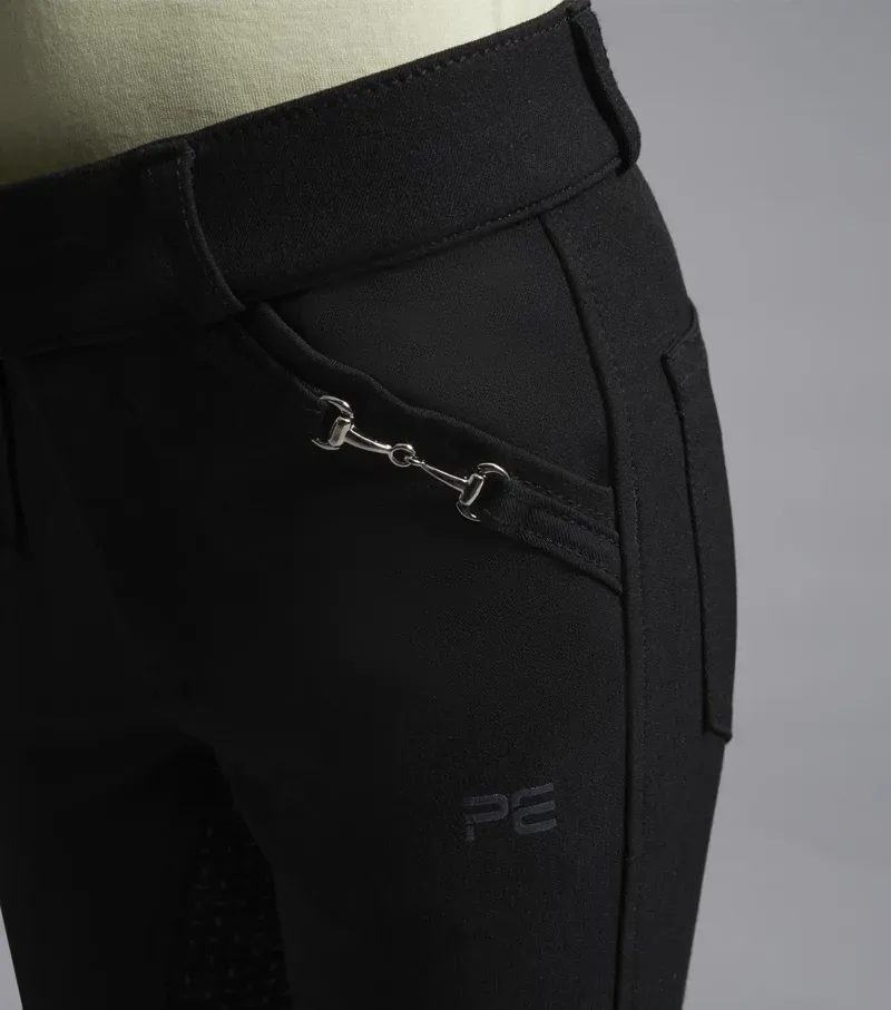 Premier Equine Girls Brava Full Seat Gel Riding Breeches in Black-3