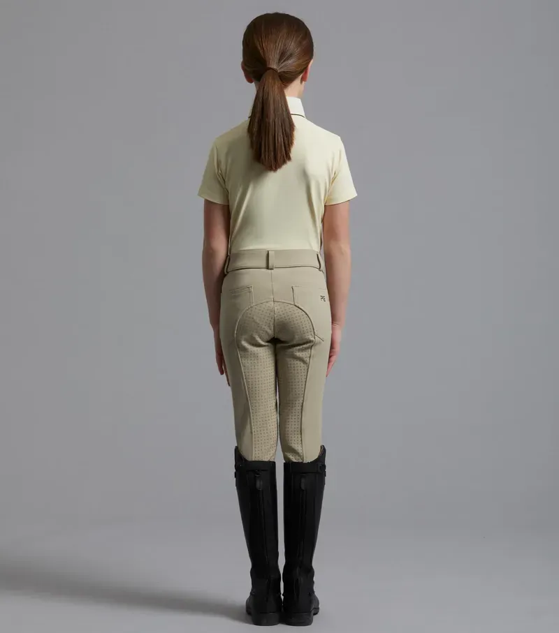 Premier Equine Girls Brava Full Seat Gel Competiton Riding Breeches in Beige-2