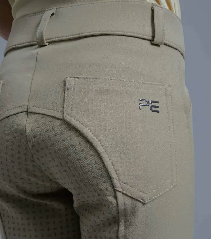 Premier Equine Girls Brava Full Seat Gel Competiton Riding Breeches in Beige-4
