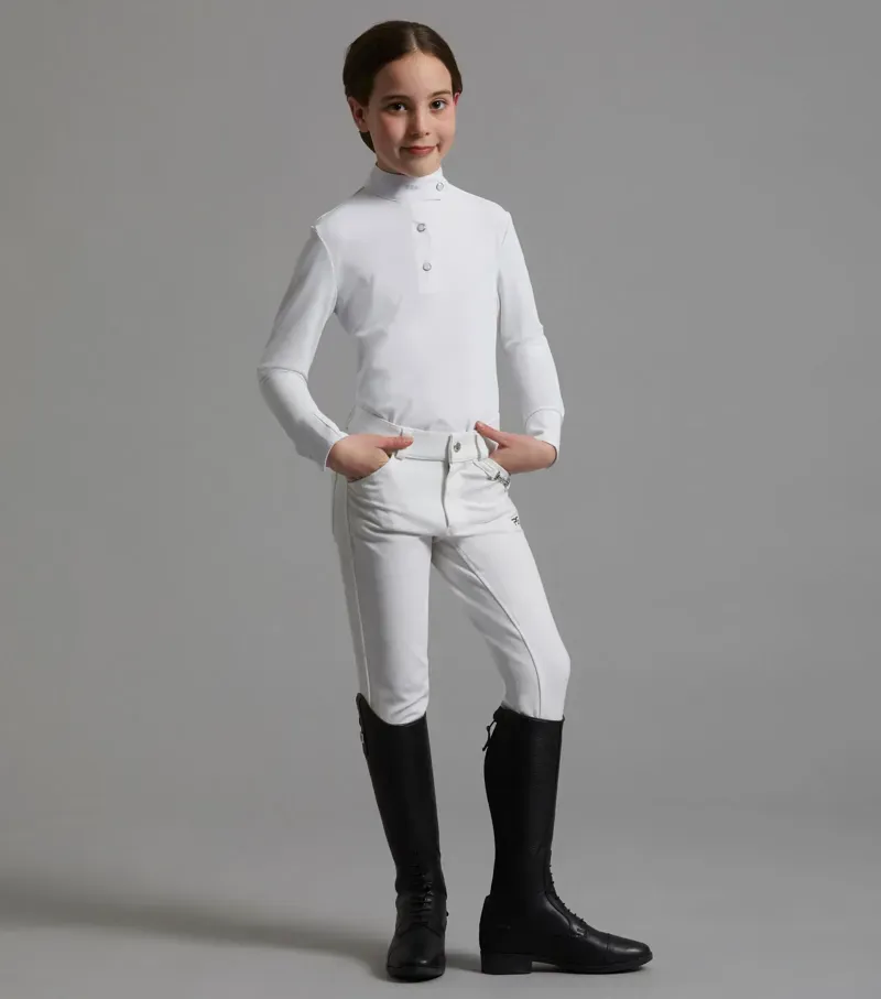 Premier Equine Girls Brava Full Seat Gel Competiton Riding Breeches in White