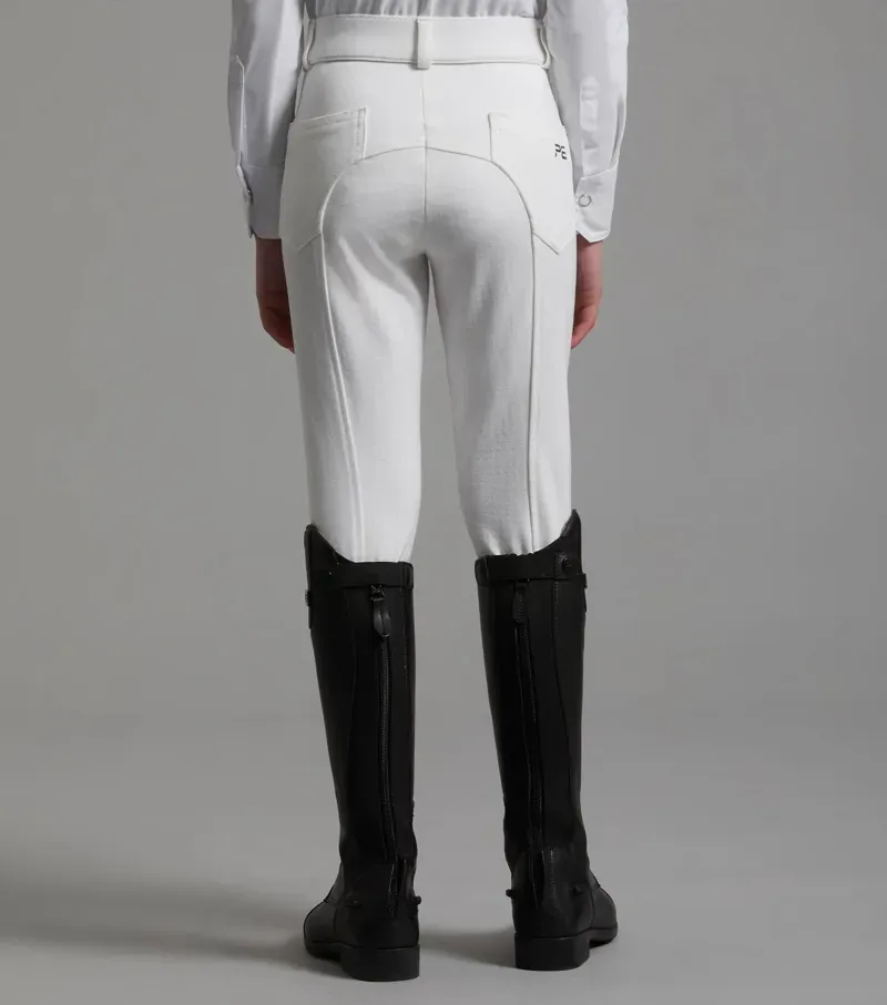 Premier Equine Girls Brava Full Seat Gel Competiton Riding Breeches in White-2