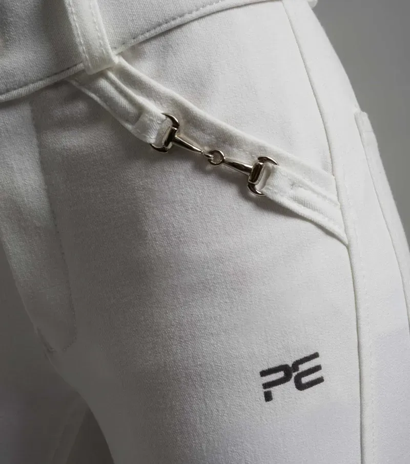 Premier Equine Girls Brava Full Seat Gel Competiton Riding Breeches in White-3