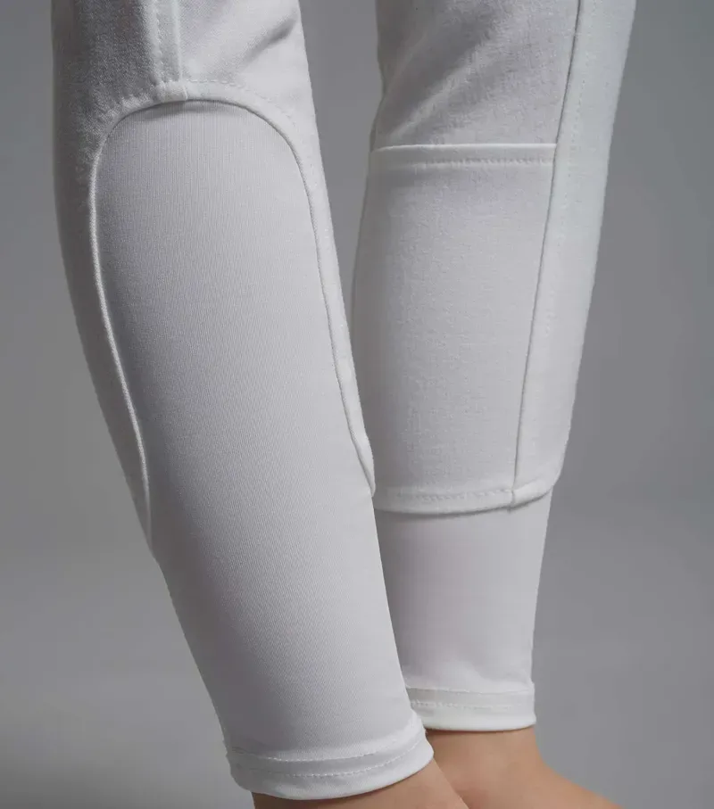 Premier Equine Girls Brava Full Seat Gel Competiton Riding Breeches in White-5