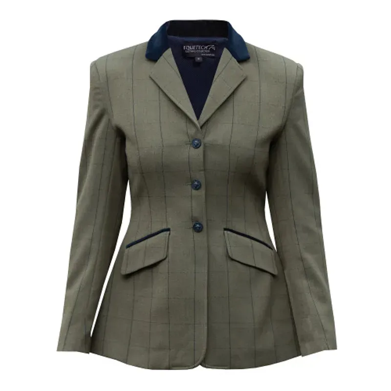 Equetech Bellingham Deluxe Stretch Tweed Riding Jacket in Green
