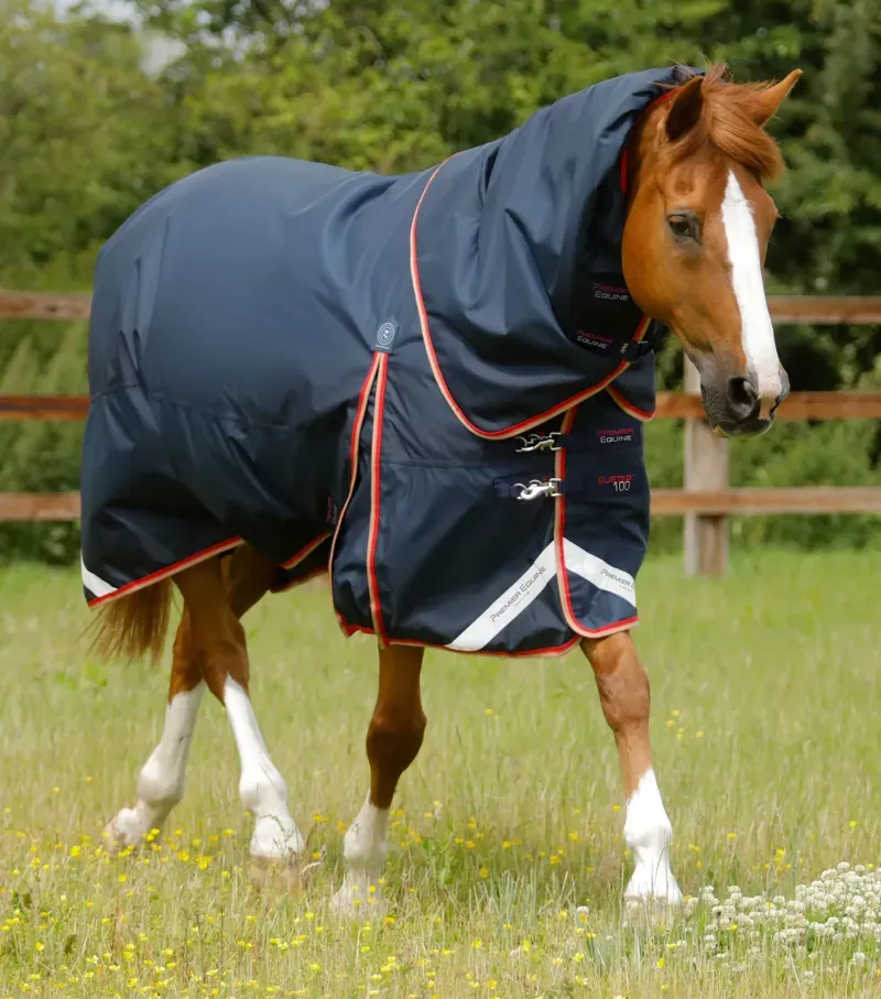 Premier Equine Buster 100g Turnout Rug With Snug-Fit Neck Cover in Navy