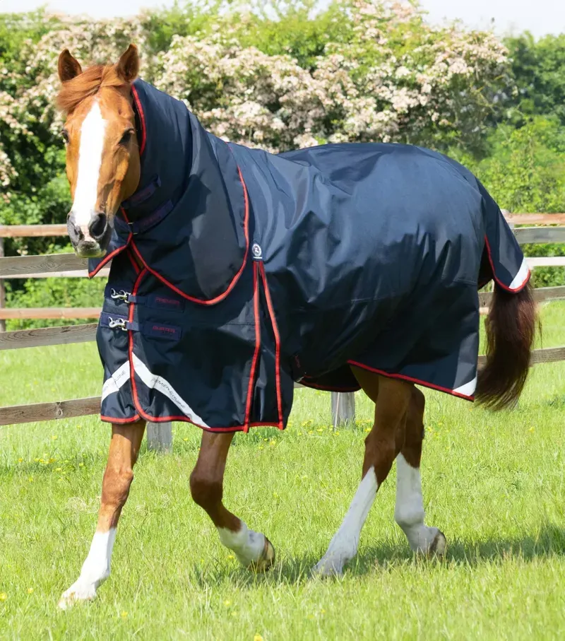 Premier Equine Buster 250g Turnout Rug With Classic Neck Cover in Navy