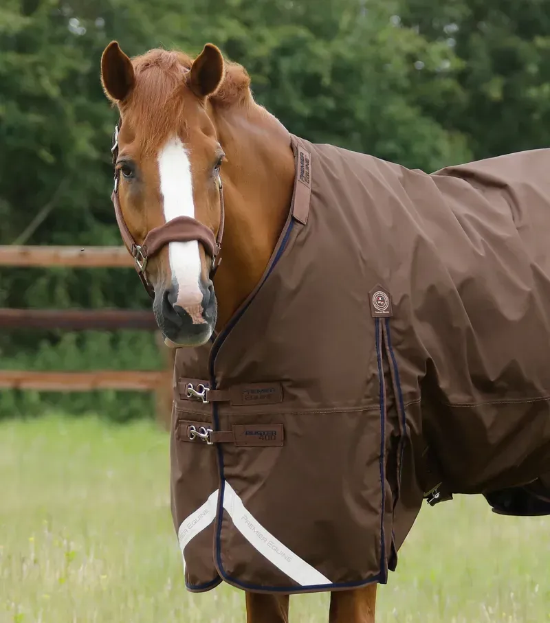 Premier Equine Buster 400g Turnout Rug With Snug-Fit Neck Cover in Brown-1