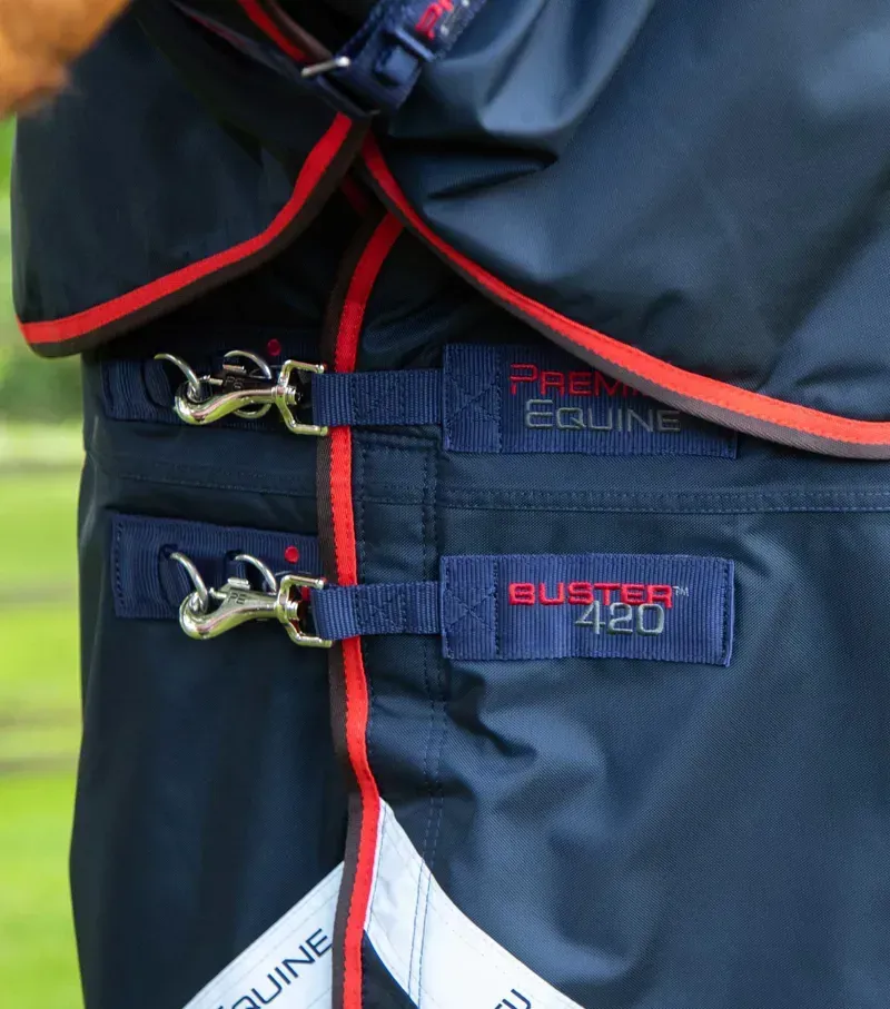 Premier Equine Buster 420g Turnout Rug With Classic Neck Cover in Navy-2