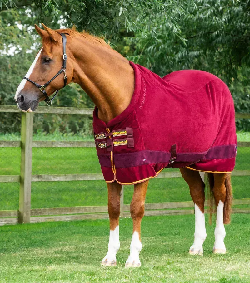 Premier Equine Buster Fleece Cooler Rug Continental Edition in Burgundy