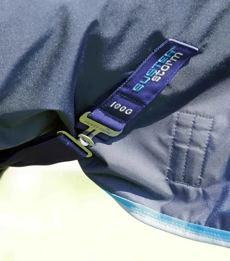 Premier Equine Buster Storm 100g Combo Turnout Rug With Snug-Fit Neck in Navy-4