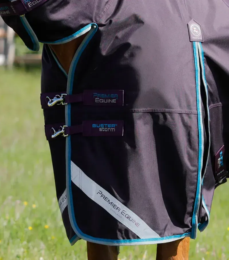 Premier Equine Buster Storm 100g Combo Turnout Rug With Snug-Fit Neck in Purple-2