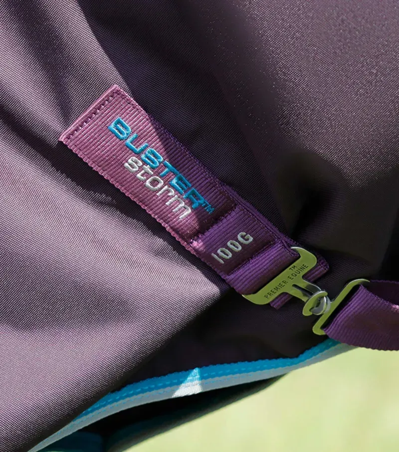 Premier Equine Buster Storm 100g Combo Turnout Rug With Snug-Fit Neck in Purple-4