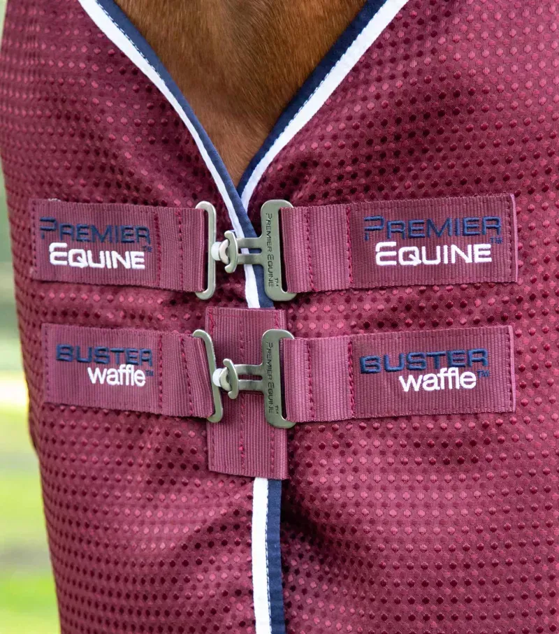 Premier Equine Buster Waffle Horse Cooler Rug in Burgundy-1