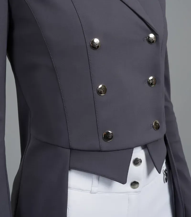 Premier Equine Ladies Capriole Short Tail Dressage Jacket in Grey-3