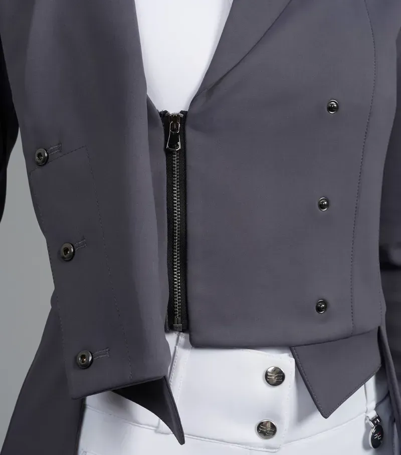 Premier Equine Ladies Capriole Short Tail Dressage Jacket in Grey-5