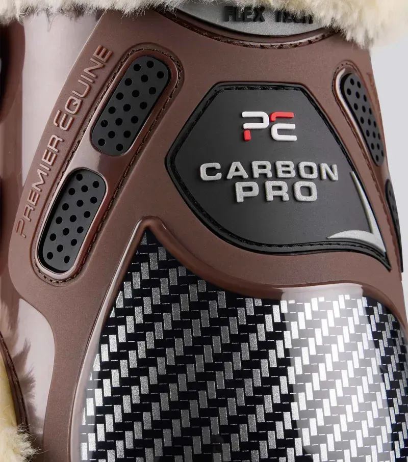 Premier Equine Carbon Pro Techno Wool Fetlock Boots in Brown-2
