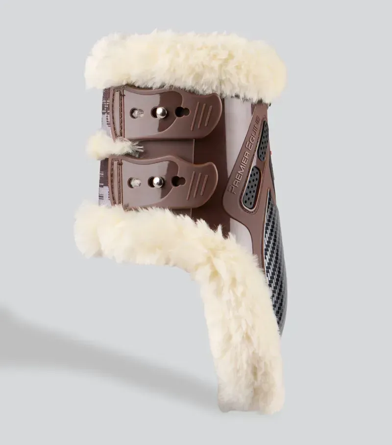 Premier Equine Carbon Pro Techno Wool Fetlock Boots in Brown-3