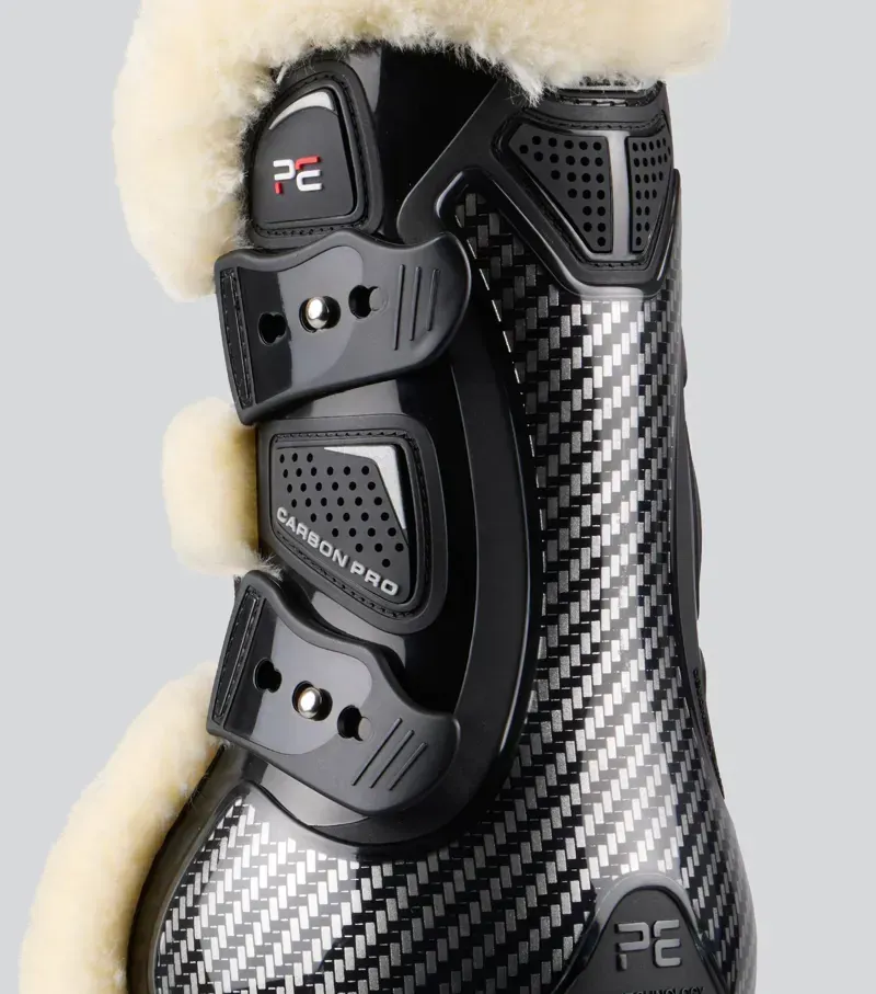 Premier Equine Carbon Pro Techno Wool Tendon Boots in Black-4