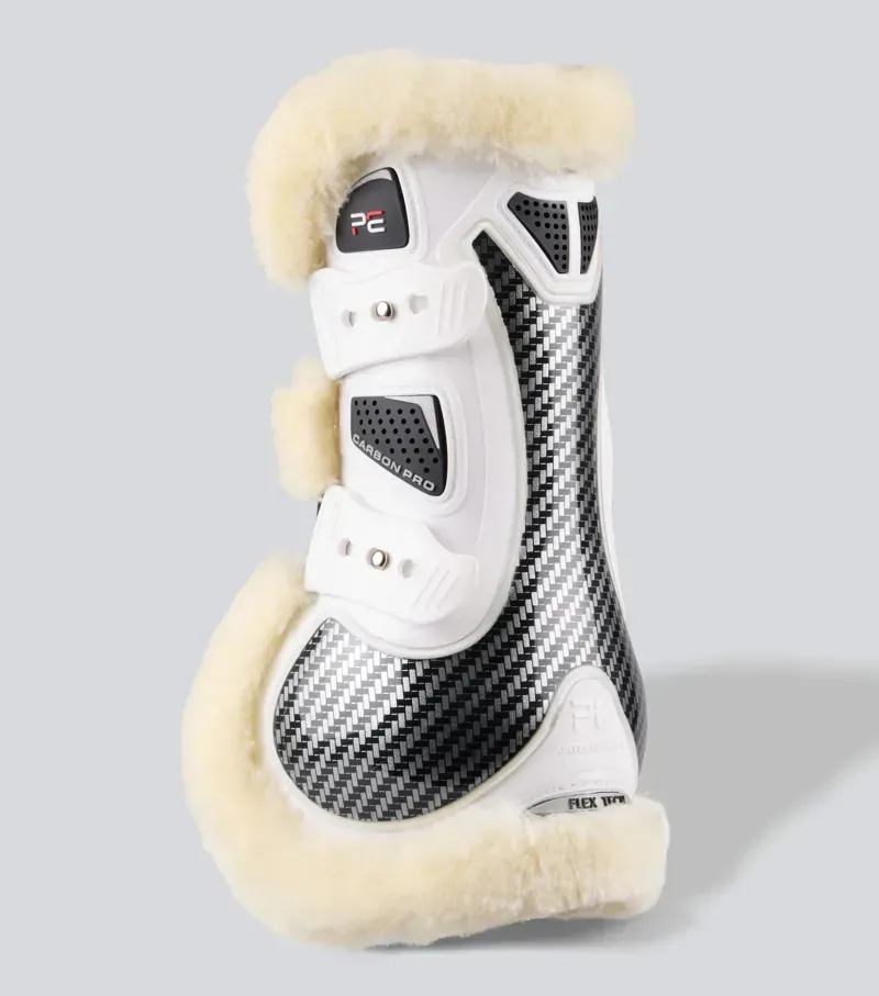 Premier Equine Carbon Pro Techno Wool Tendon Boots in White