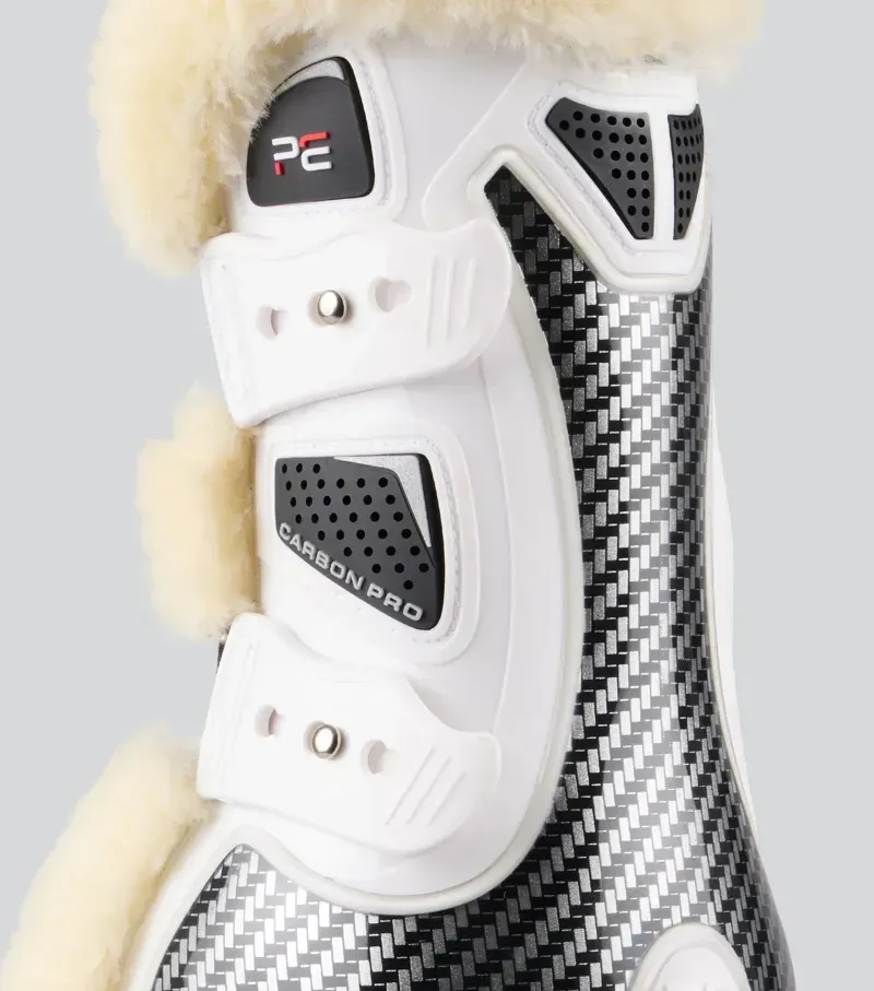 Premier Equine Carbon Pro Techno Wool Tendon Boots in White-4