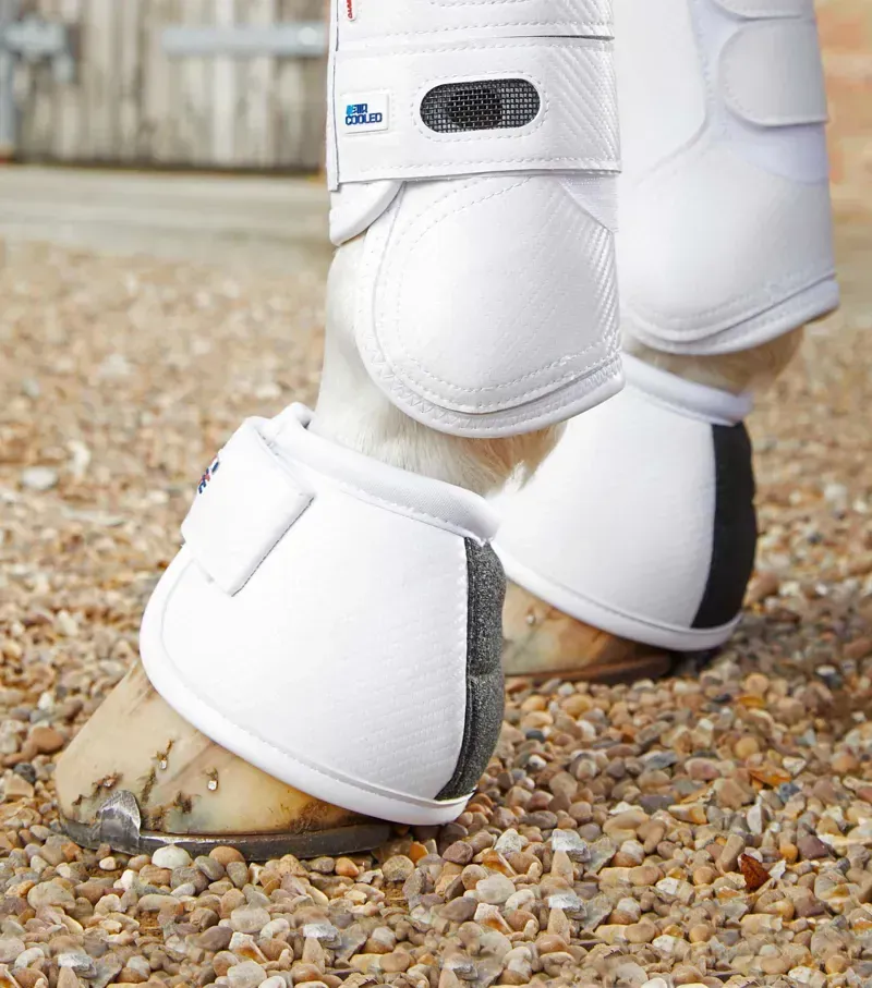 Premier Equine Carbon Tech Kevlar No-Turn Over Reach Boots in White-1
