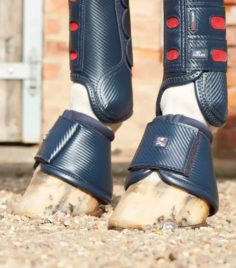 Premier Equine Carbon Wrap Over Reach Boots in Navy