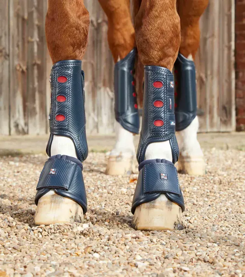 Premier Equine Carbon Wrap Over Reach Boots in Navy-4