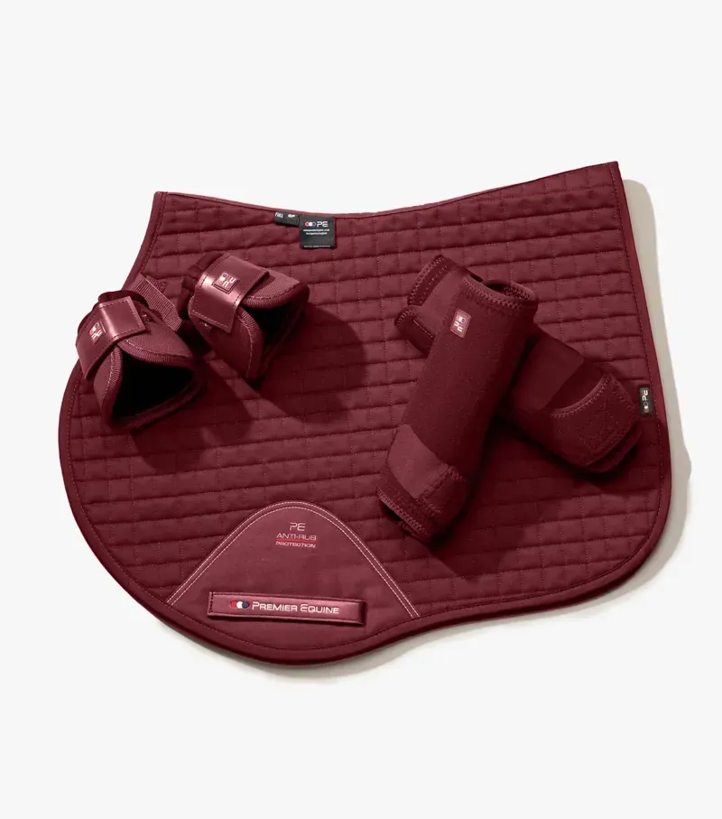 Premier Equine Ballistic No-Turn Over Reach Boots in Burgundy-1