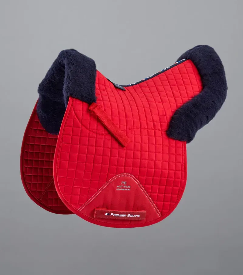 Premier Equine Merino Wool GP/Jump Numnah in Red/Navy Wool
