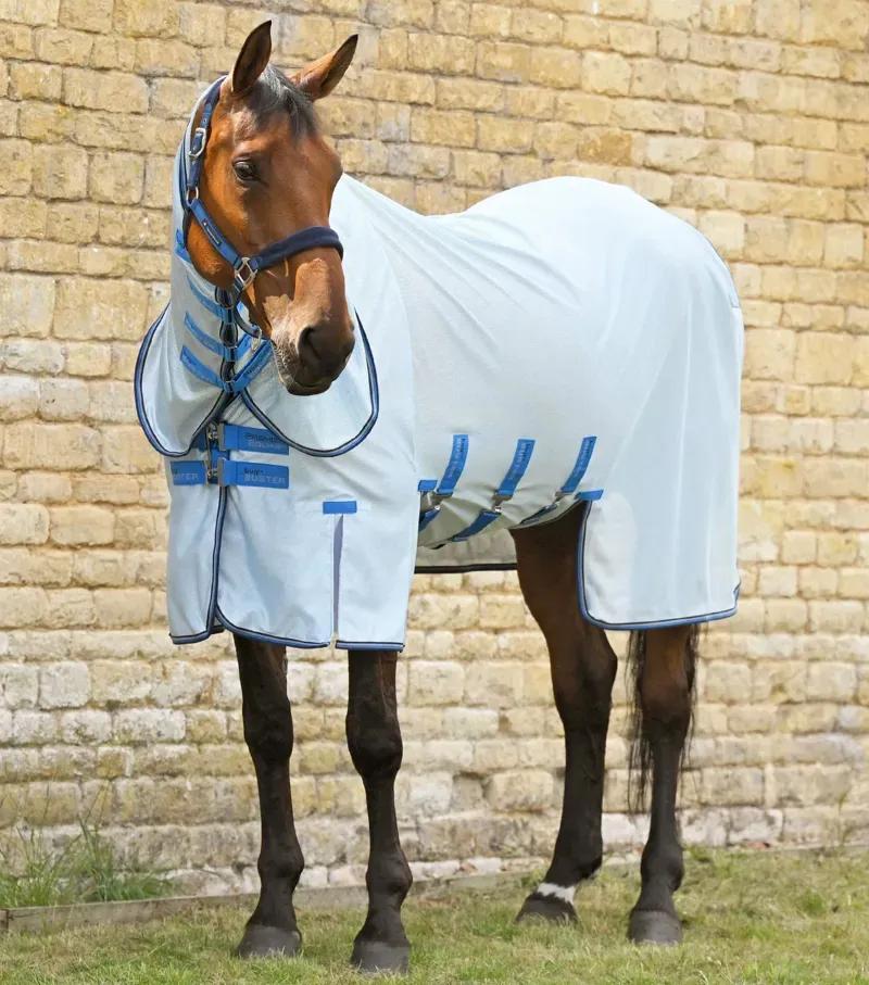 Premier Equine Int. Combo Bug Buster Fly Rug With Belly Flap 6'6 in Blue