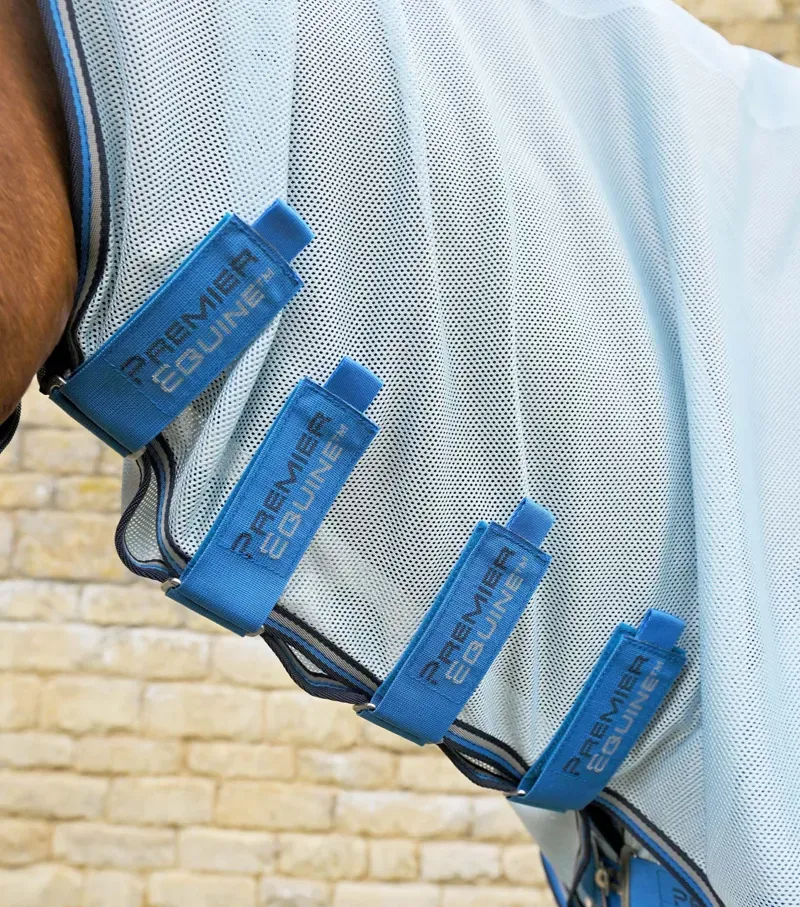 Premier Equine Int. Combo Bug Buster Fly Rug With Belly Flap 6'3 in Blue-1