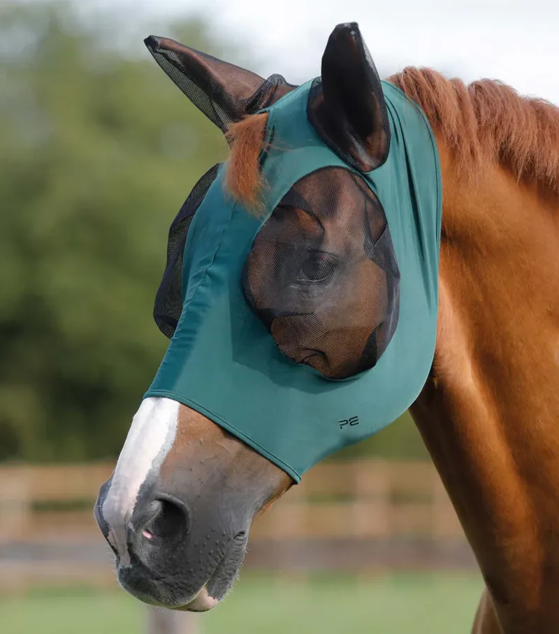 Premier Equine Comfort Tech Lycra Fly Mask Green