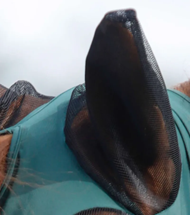 Premier Equine Comfort Tech Lycra Fly Mask Green-1