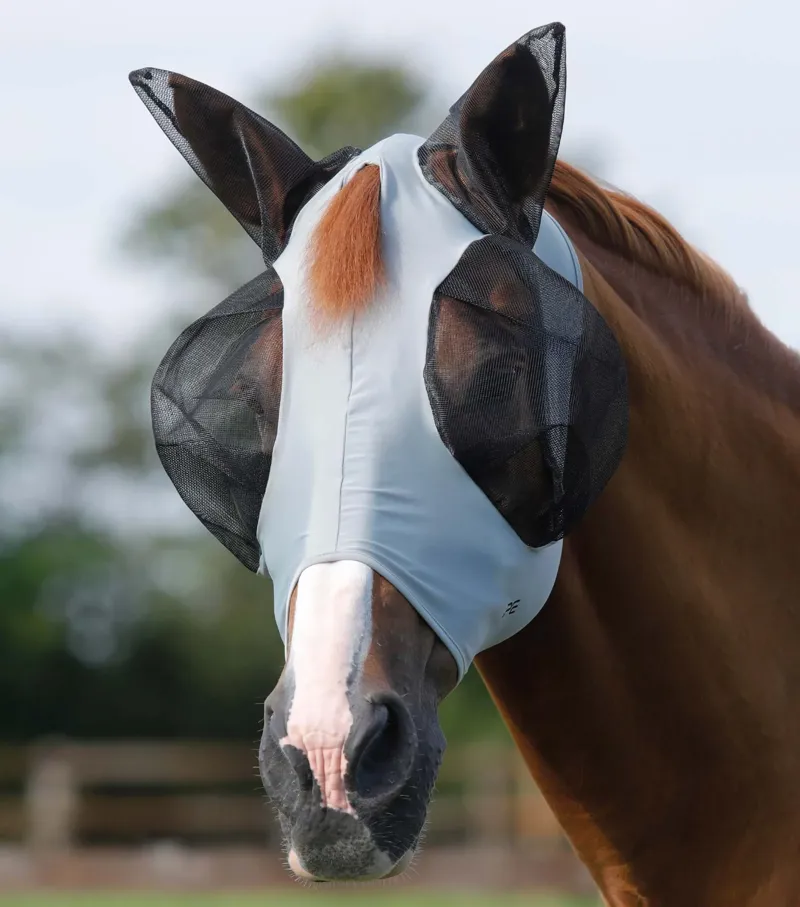 Premier Equine Comfort Tech Lycra Fly Mask - Grey