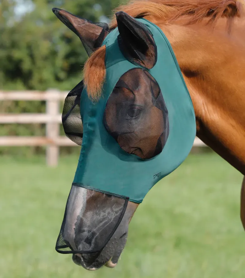 Premier Equine Comfort Tech Lycra Fly Mask Xtra Green