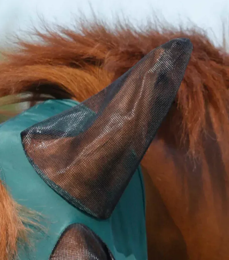Premier Equine Comfort Tech Lycra Fly Mask Xtra in Green-1
