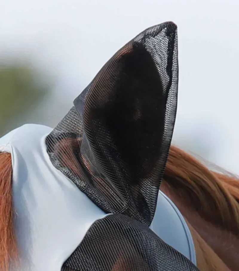 Premier Equine Comfort Tech Lycra Fly Mask Xtra in Grey-1