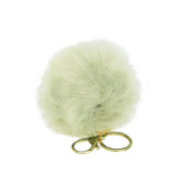 Hy Equestrian Faux Fur Pom Pom Key Ring in Cream
