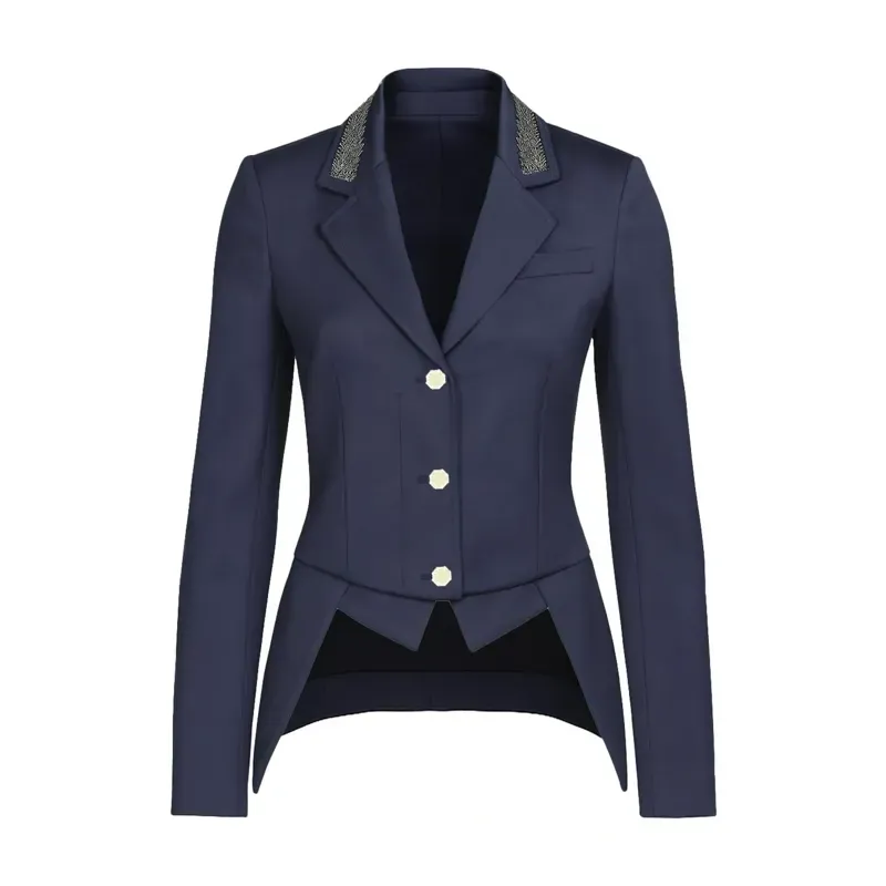 Equetech Crystal Cut-Away Dressage Competition Jacket in Navy/Silver