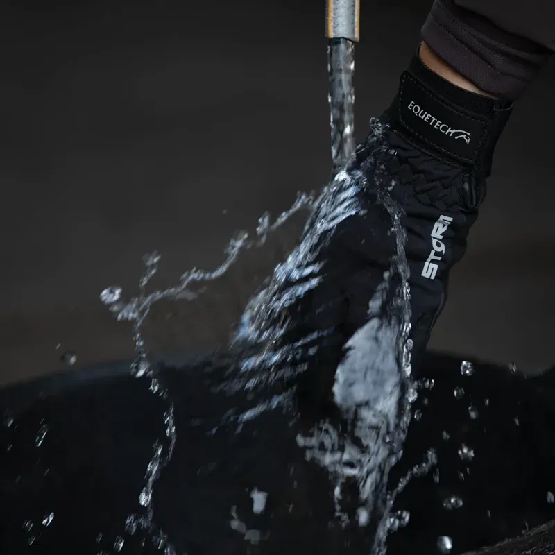 Equetech Childs Storm Waterproof Riding Gloves in Black-3