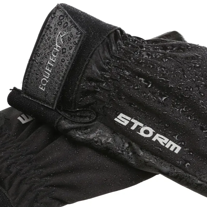 Equetech Childs Storm Waterproof Riding Gloves in Black-2