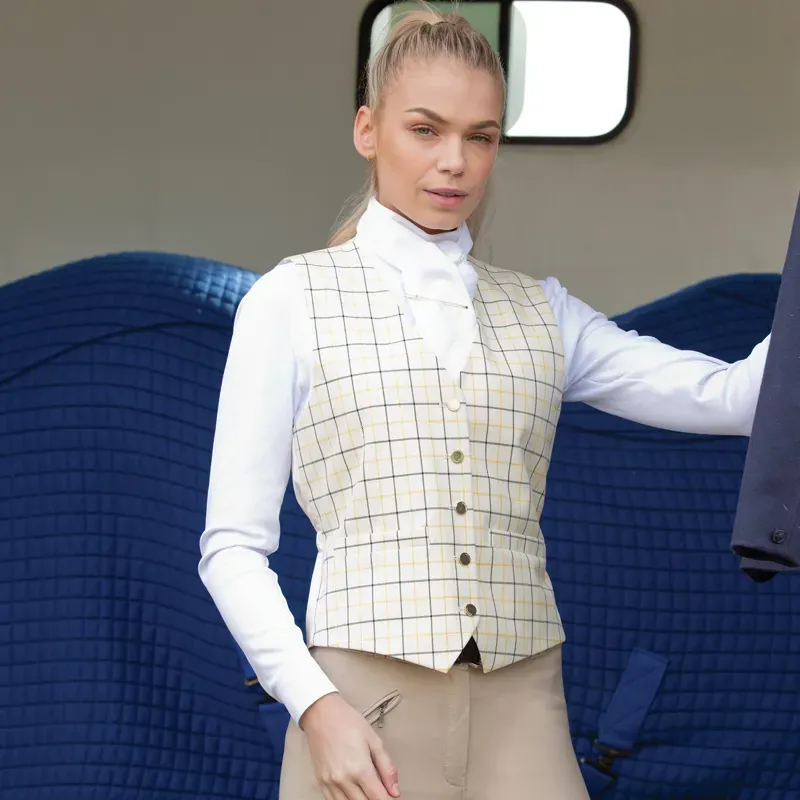 Equetech Classic Tattersall Check Waistcoat in Gold-2