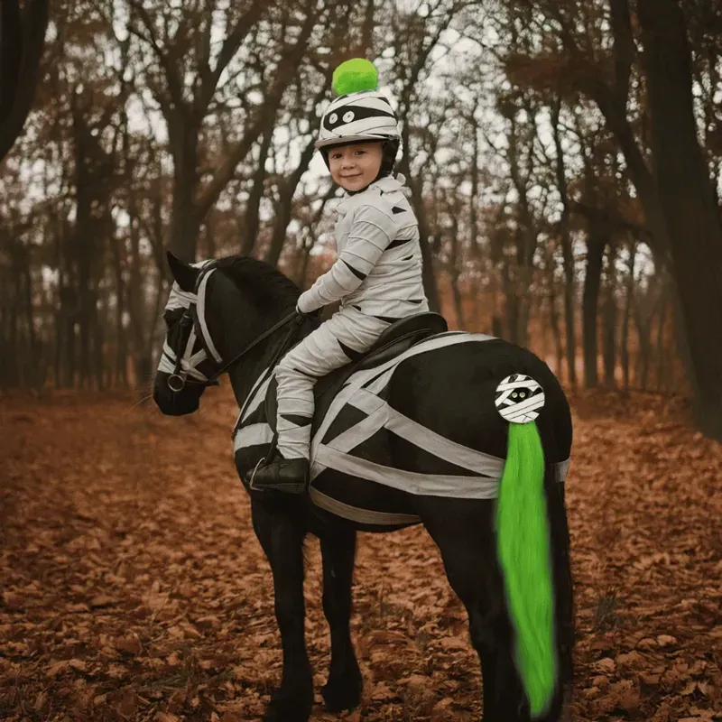 Equetech One Size Mummy Mayhem Horse Tail Tassel in Green/White-1