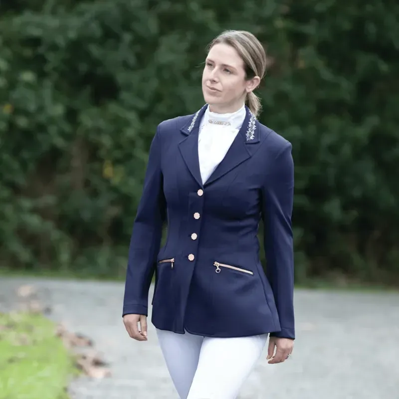Equetech Crystal Showerproof Competition Jacket in Navy/Rose Gold-1